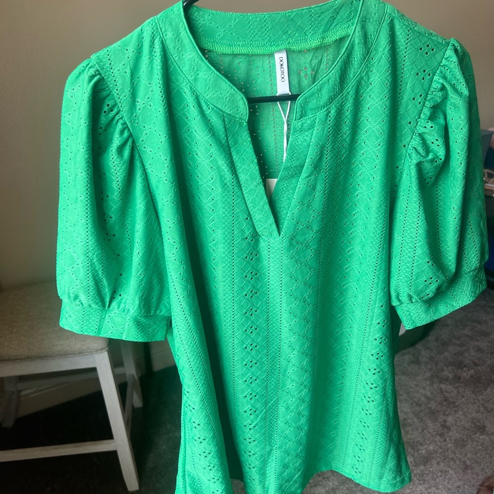 Vibrant Green Eyelet Blouse